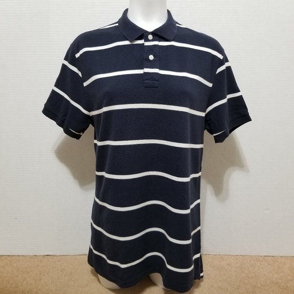 J.Crew shirt Medium Washed Piqué Polo Nautical Stripe Briton short sleeve 53259 - Picture 1 of 12